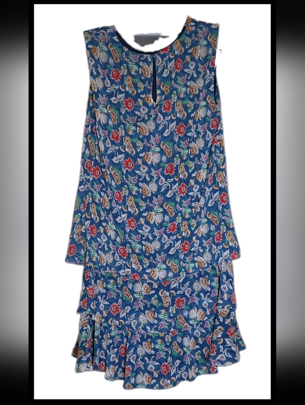Lauren Ralph Lauren Blue Floral Tiered Sleeveless Dress - Picture 2 of 4